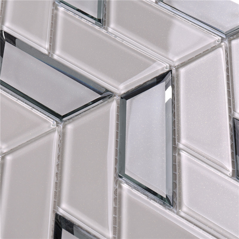 HMB32 Beidge Honed Herring Bone 12x12 Cantera decorativa Mosaico de vidrio biselado