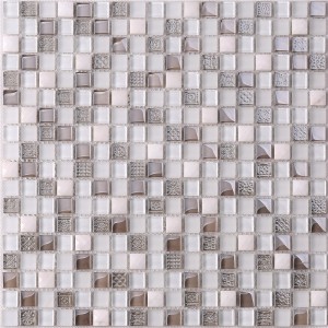 HK61 blanco que mezcla las tejas de mosaico de cristal de la pendiente gris de China para la sala de estar