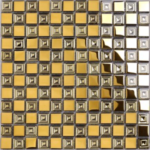 HDT10 Midle East Style Metal dorado con aspecto de vidrio galvanizado cuadrado mosaicos
