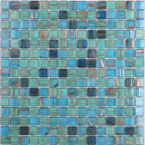 Azulejo de la piscina de mosaico de vidrio de la línea dorada iridiscente en venta