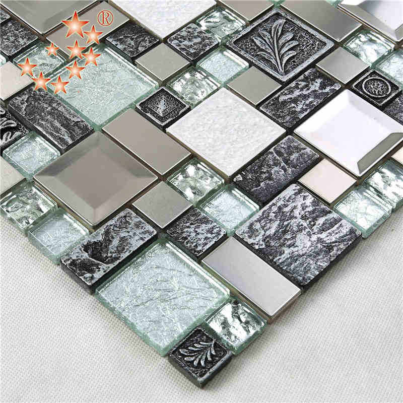 El bronce único de la hoja de plata cuadrada de cristal tallado talla la resina del azulejo de mosaico para la pared del arte de la decoración