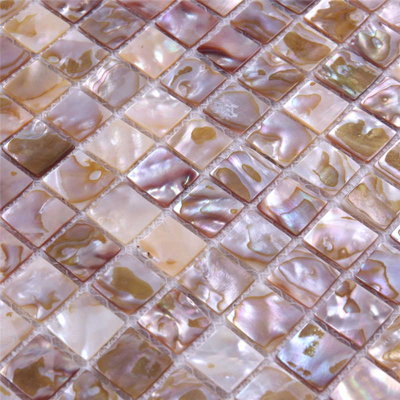 Patrón de mosaico de concha de talla natural para pared de hotel.