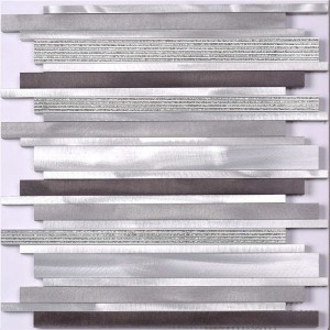 Azulejo de borde de pared de mosaico de vidrio mezcla de aluminio lineal