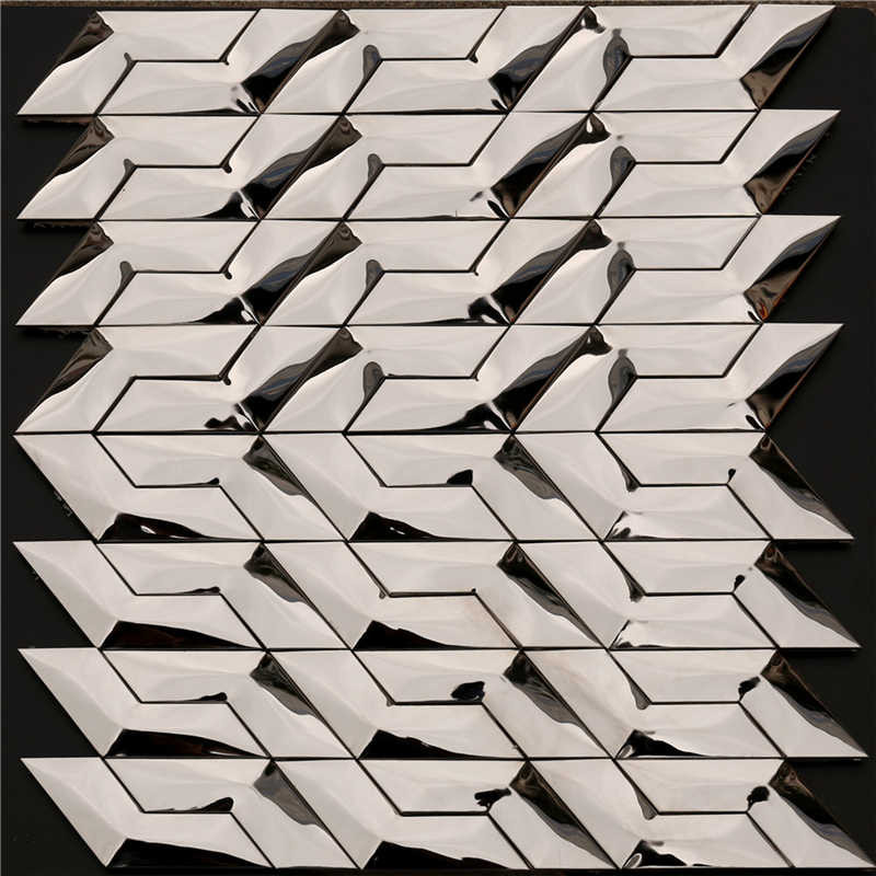 Azulejos de pared efecto mosaico de metal efecto plata 3D