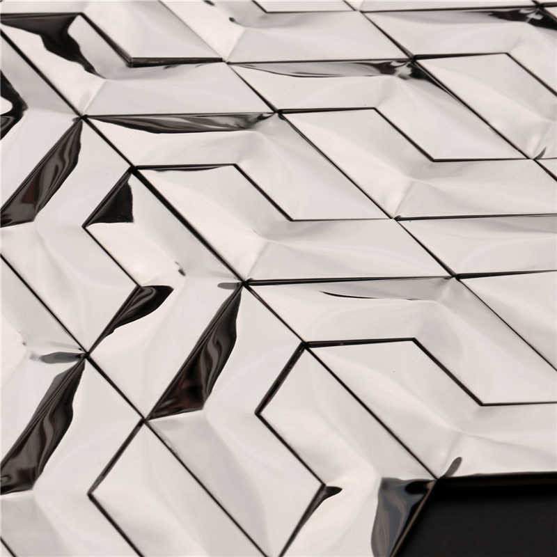 Azulejos de pared efecto mosaico de metal efecto plata 3D