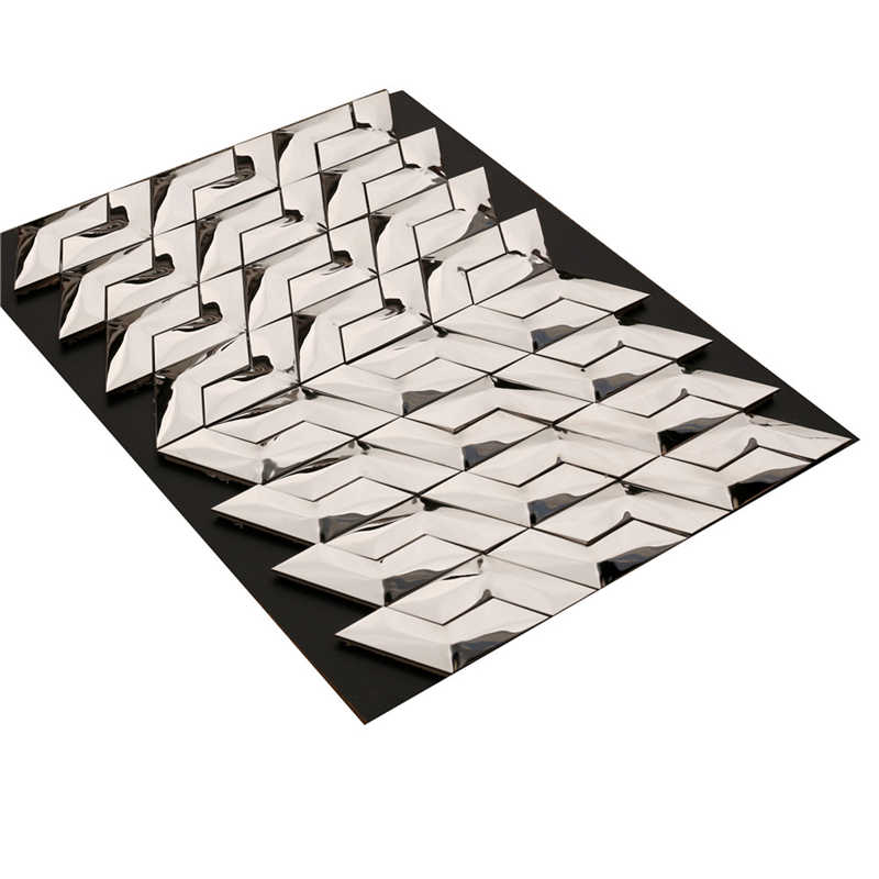 Azulejos de pared efecto mosaico de metal efecto plata 3D