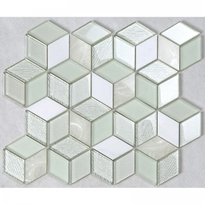 Azulejo de las paredes de la decoración de la encimera de Backsplash de la cocina del mosaico de cristal del hexágono cristalino del efecto 3D