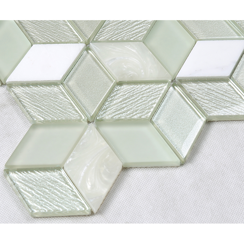 Azulejo de las paredes de la decoración de la encimera de Backsplash de la cocina del mosaico de cristal del hexágono cristalino del efecto 3D