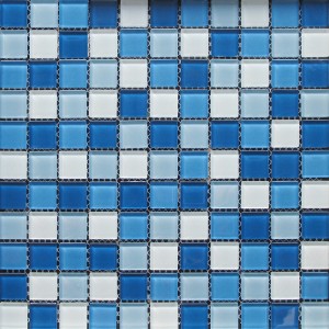Precio competitivo cristalino Mosaico de cristal barato piscina azulejo azul
