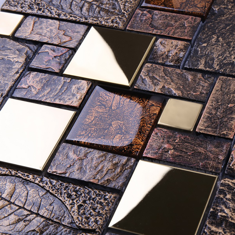 Azulejo de mosaico de oro mezclado del vidrio de cristal del brillo del diseño del cuarto de baño de lujo para la decoración de la pared