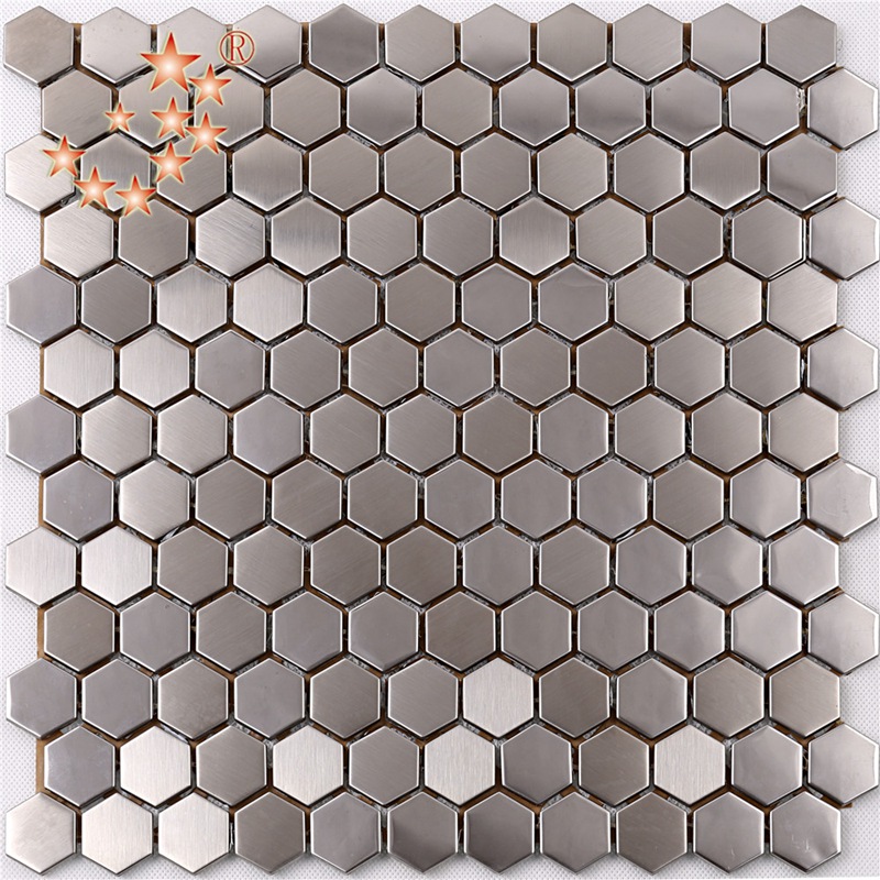 Azulejo trasero de alta calidad del chapoteo de la cocina del mosaico del metal del acero inoxidable del hexágono de alta calidad superior SA16